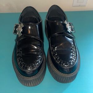 Women’s Size 7 Killstar Black Platform Shoes Bat Buckles